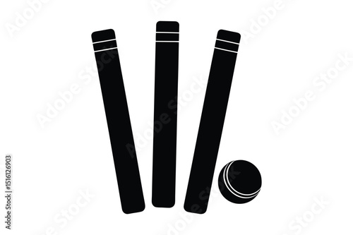 Isolated Cricket Stumps Silhouette Vector for Sports Media and Print Design