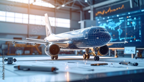 Airplane Design with Hangar Blueprint.