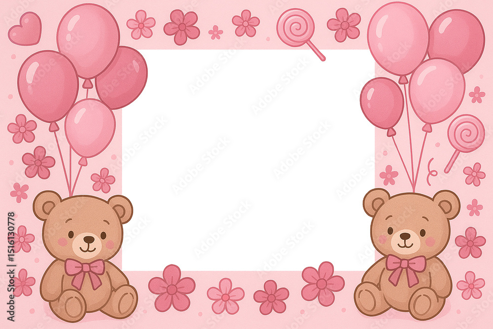 Festive children's transparent frame for text and photo, girl's, birthday, greetings Festive children's transparent frame for text and photo, girl's, birthday, greetings