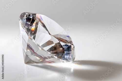 a crystal-clear diamond glimmering in soft light, isolated with perfect detail on a