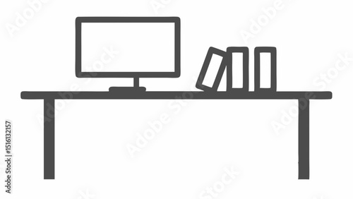 Home office workspace study desk computer books graphic design illustration minimalist flat vector