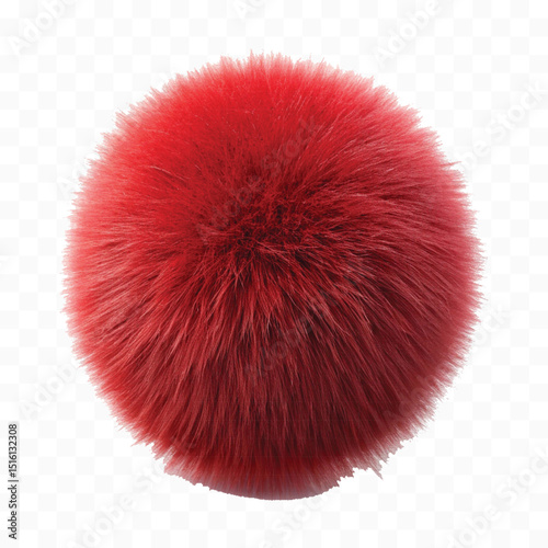 realistic fluffy ball or  pom poms in different color style isolated on transparent background