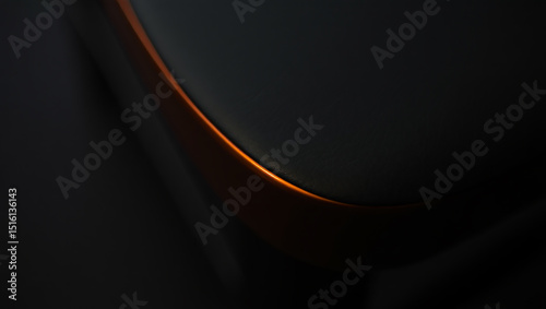 Dark and elegant curve and shadow composition with orange accent on a modern and minimalist shape