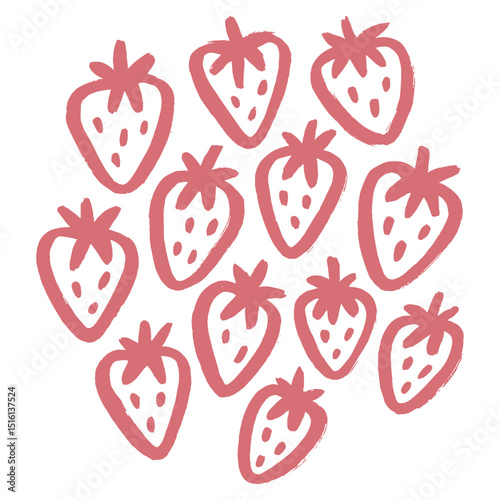 strawberry doodle pattern naive sketch vector illustration