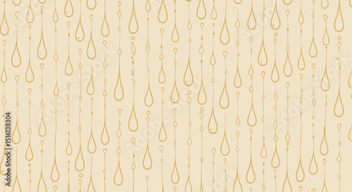 Seamless pattern of golden raindrops on a light beige background  