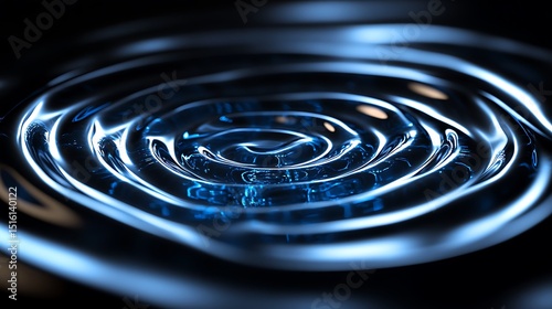 Ethereal Blue Concentric Ripples Creating Hypnotic Visuals on a Dark Surface