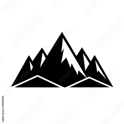 Minimalist Drawing of Mountain Range Vector Design with Soft Lines