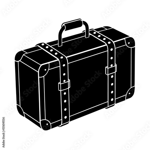 Vintage Suitcase Vector Design: Leather Straps and Rivets in Detail