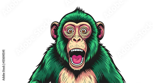 Surprised Green Monkey with Open Mouth