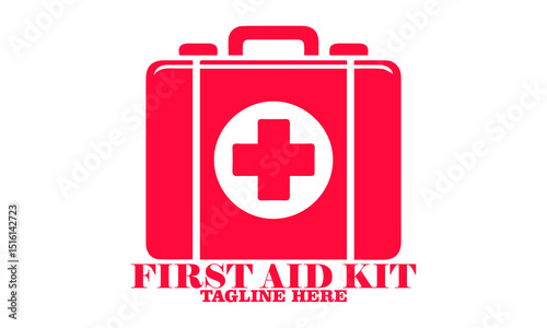 First aid kit silhouette icon vector illustration, First aid kit vector logo design and first aid kit red