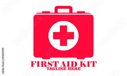 First aid kit silhouette icon vector illustration, First aid kit vector logo design and first aid kit red