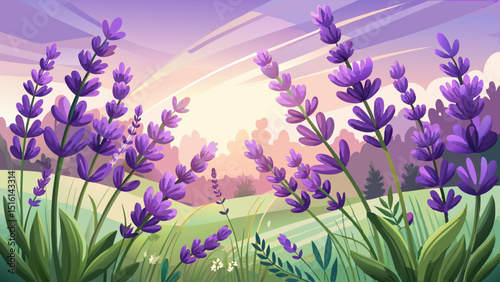 Delicate lavender blooms sway gently in the breeze, their soft purple petals and clustered buds glowing in sunlight. A peaceful natural setting captures aromatic charm and floral elegance perfectly.

