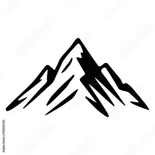 Mountain peak icon in black line style — minimalist vector for logos, icons, or graphic design use