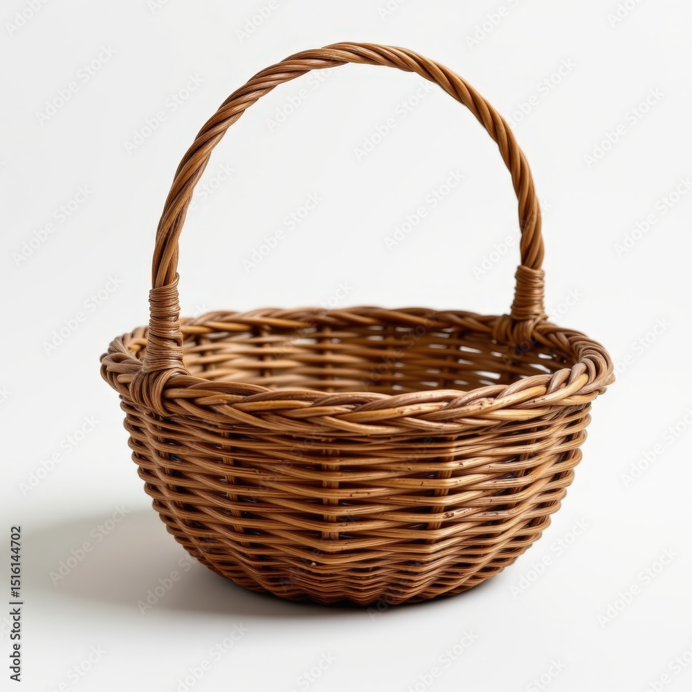 detailed woven basket in a 3d style on a white background, with realistic textures, soft shadows, natural lighting, high resolution detailed woven basket in a 3d style on a white background, with realistic textures, soft shadows, natural lighting, high resolution