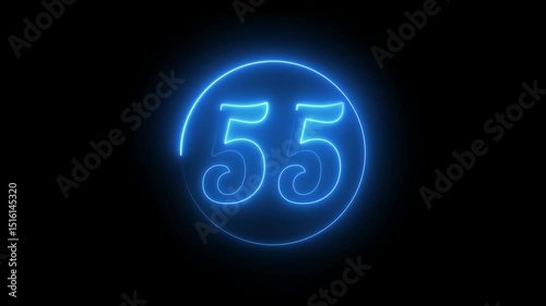 Wallpaper Mural Glowing Neon Number Text.  Neon Countdown Animation.  Torontodigital.ca