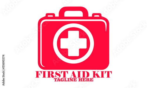 First aid kit silhouette icon vector illustration, First aid kit vector logo design and first aid kit red