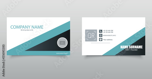 Minimalist Business Card Template. Black and Blue Corporate Design. Ideal for professional branding and corporate identity.