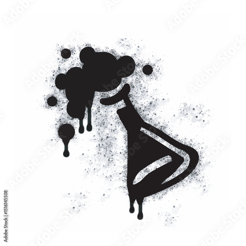 Chemical bottle spray icon isolated on white background. Chemical bottle graffiti icon sprayed in black on white background. Vector illustration.