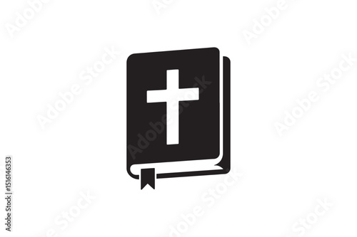 Bible silhouette vector art illustration on white background