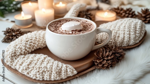 Wallpaper Mural Cozy hot chocolate with candles and knit wrap Torontodigital.ca