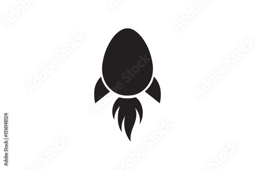 Egg rocket silhouette vector art illustration on white background