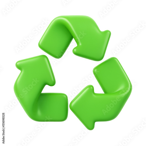 3D recycling symbol icon in green