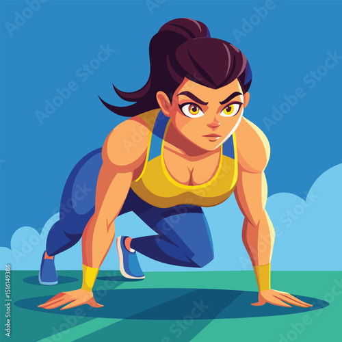 Woman doing a mountain climber exercise fitness illustration