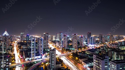 Wallpaper Mural Nighttime cityscape of skyscrapers and illuminated highways Torontodigital.ca