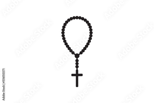 Rosary silhouette vector art illustration on white background