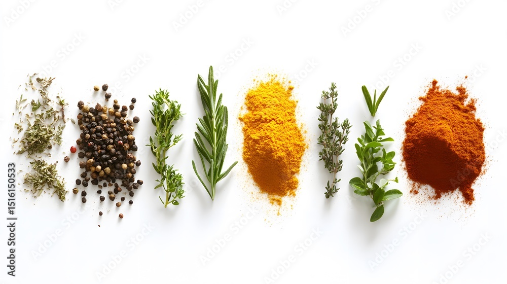 Fototapeta premium Culinary Herbs and Spices Flatlay Photography