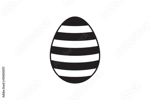 Striped egg design silhouette vector art illustration on white background