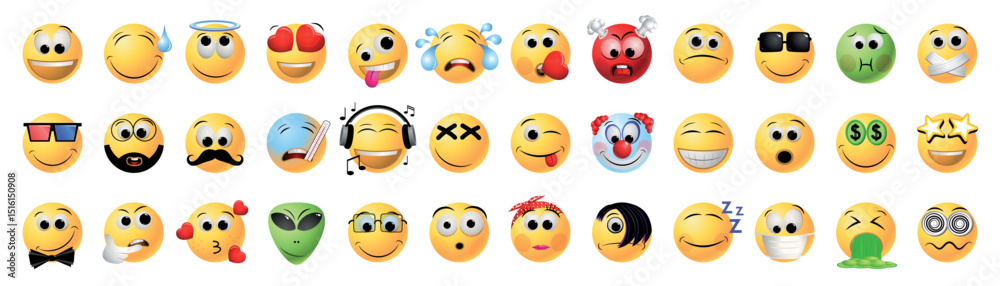 Collection of emoji faces - vector illustration Collection of emoji faces - vector illustration