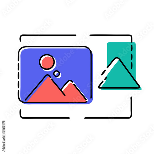 Image editing icon with colorful photo elements