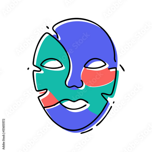 Cartoon theatrical face mask icon in colorful style