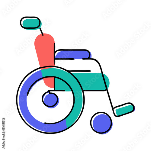 Wheelchair illustration in colorful modern outline style