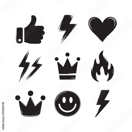 a collection of black line art icons representing various fast food and treat options.