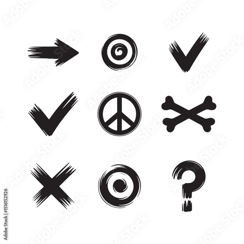 Collection of Black and White Warning and Caution Icons