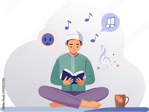 Man Reading Book with Relaxing Musical Vibes