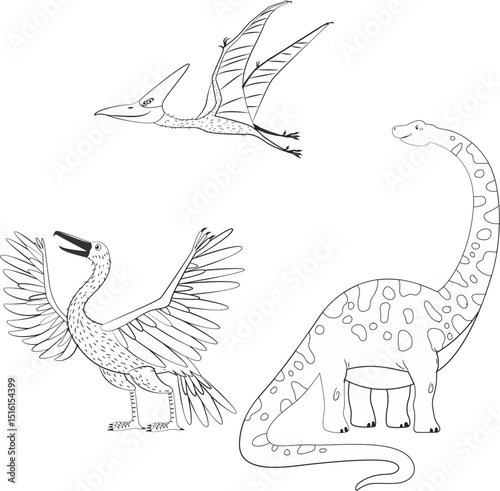Sketches of various types of Dinosaurs-1