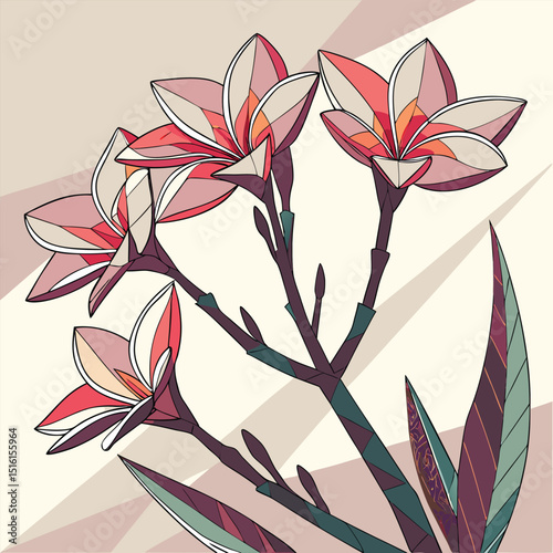 Abstract polygonal flower designs with shading for banners
