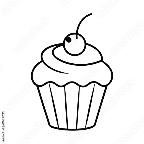 stylized cupcake with cherry