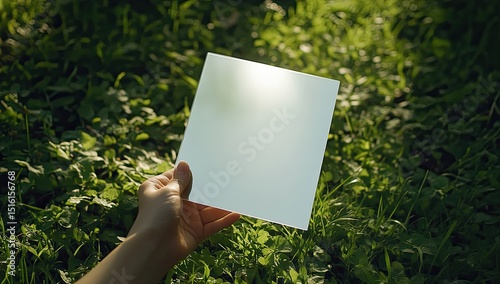 Blank sheet of paper held outdoors (2)