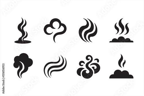 Abstract and Fluid Smoke Icons Featuring Rising and Twisting Vapor Trails