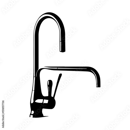 Silhouette of Antique Style Water Taps


