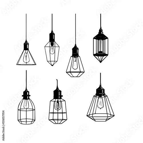 set of lamps vector