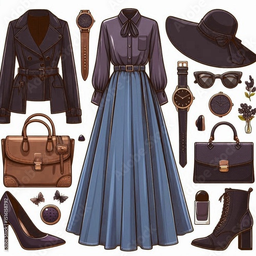 set of fashion accessories