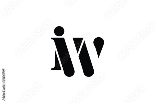 A stylized black and white logo featuring the letters i and w combined