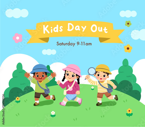 Kids Day Out Adventure Camp Poster Illustration