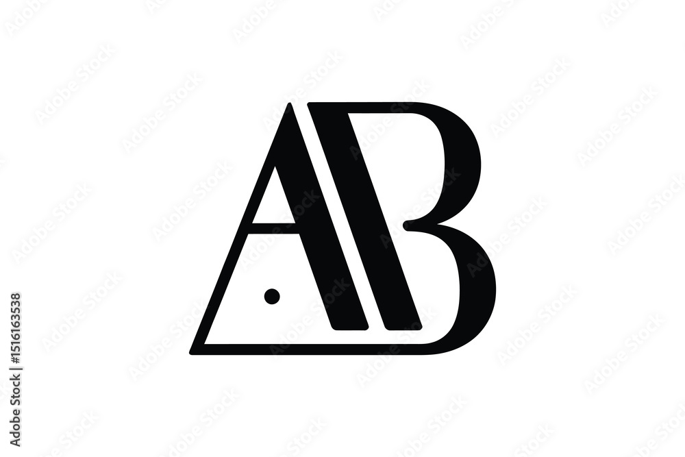 A black and white graphic design of the letters a and b intertwined logo A black and white graphic design of the letters a and b intertwined logo