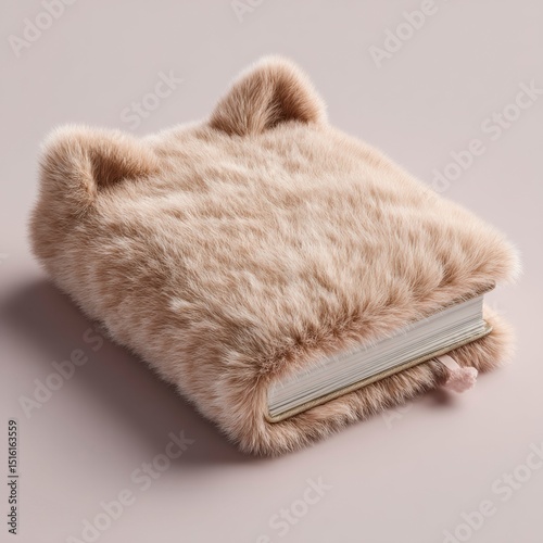Soft fluffy cat-themed notebook with ears ideal for journaling or note-taking in cozy settings